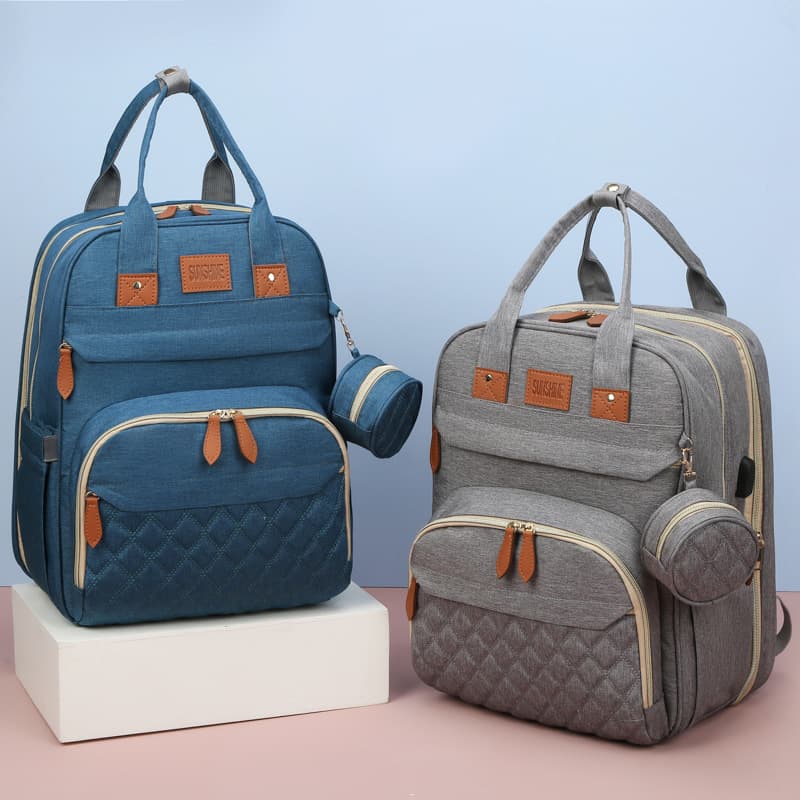 Classic Diamond Stitch Large Capacity Oxford Cloth Foldable Mother Bag Bed Bag Multi-Purpose Thermal Maternity Baby Bag