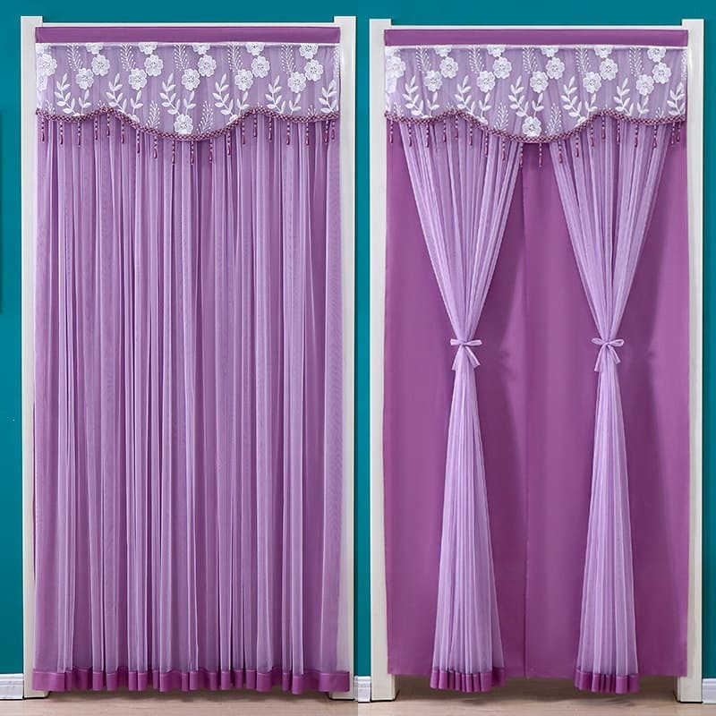 Lace Door Curtain Partition, No-Drilling, Bedroom Kitchen Double-Layer Sheer Curtain, Mosquito-Proof Hanging Curtain, New Summer Style