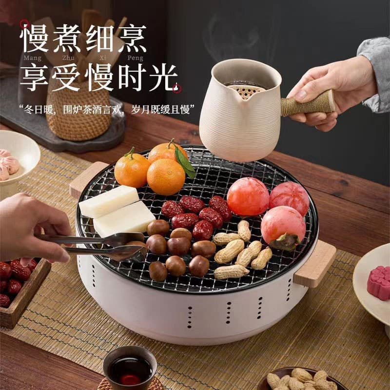 Home Tea-Brewing and Barbecue Stove, Multi-Functional Portable Charcoal Grill, Smokeless Leisure and Warming Stove
