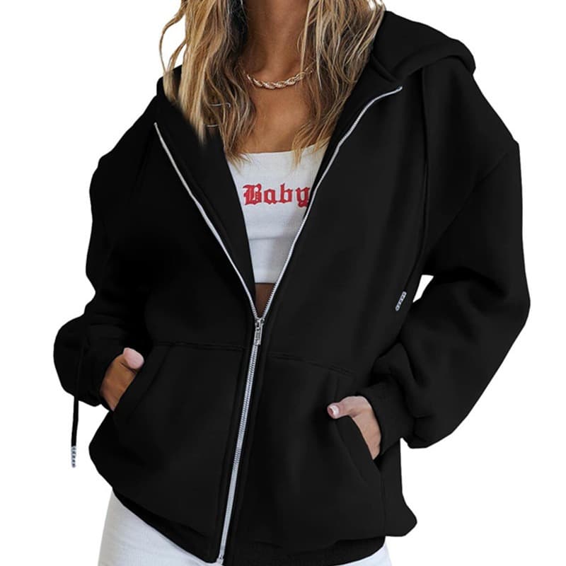 Women's Cute Hoodie Teen Girls Fall Jacket Oversized Sweatshirt Casual Drawstring Zip Y