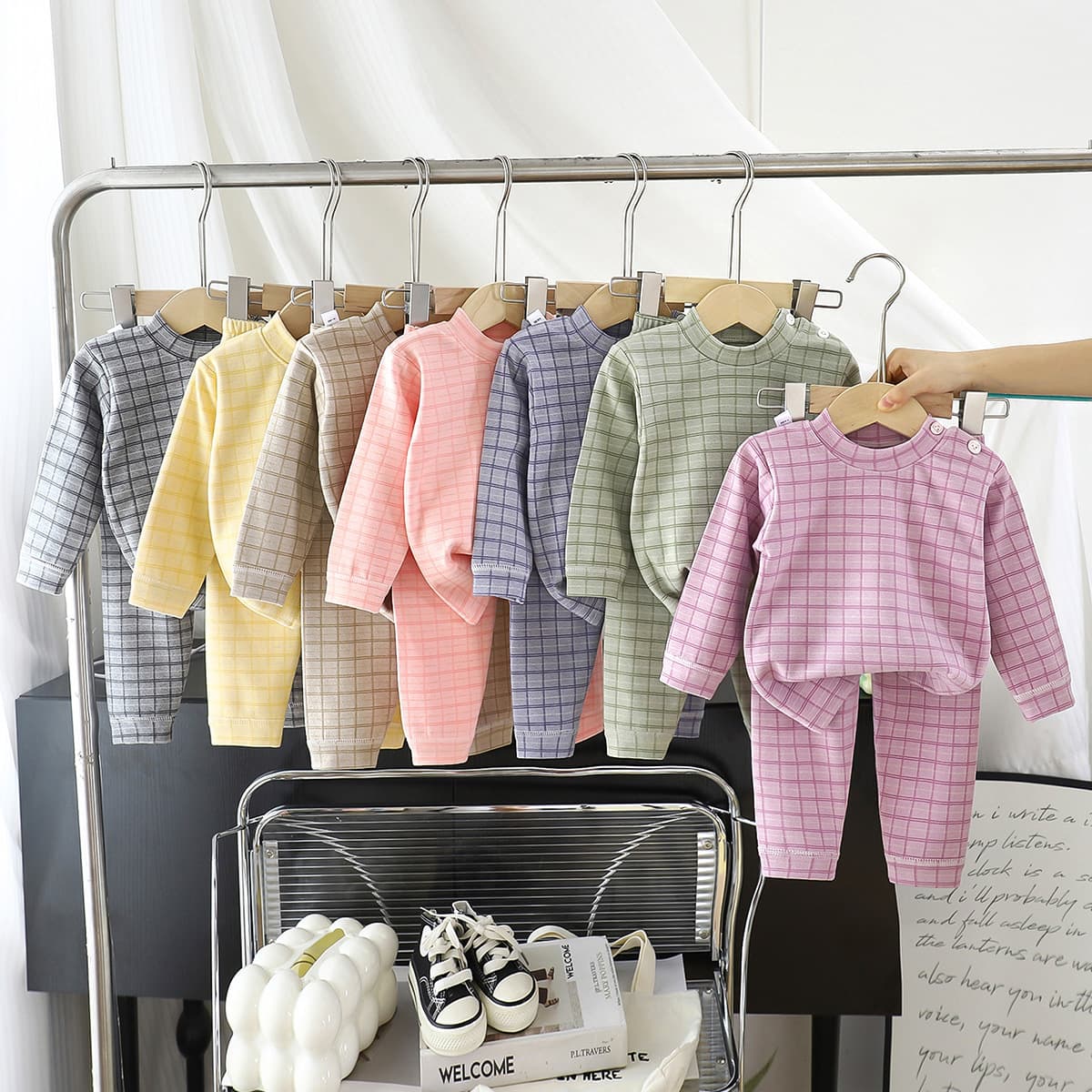 Children's Homewear Set Autumn/Winter Boys' Thermal Underwear Girls' Warm Base Layer for Middle and Big Kids