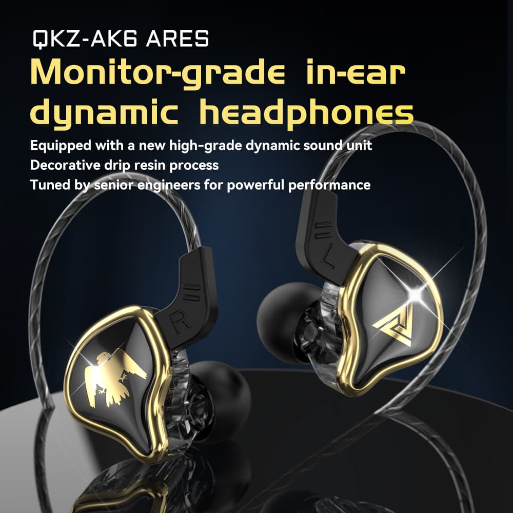 Qkz Ak6-ares In-ear Wired Sports Earphones Mic Superior Bass Hifi Mobile Phone Cross-border Earphones