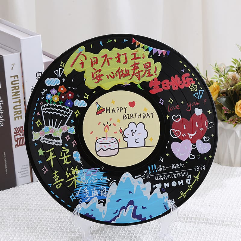 Creative graffiti vinyl record decoration bar restaurant indoor DIY wall decoration retro nostalgic wall old record gift