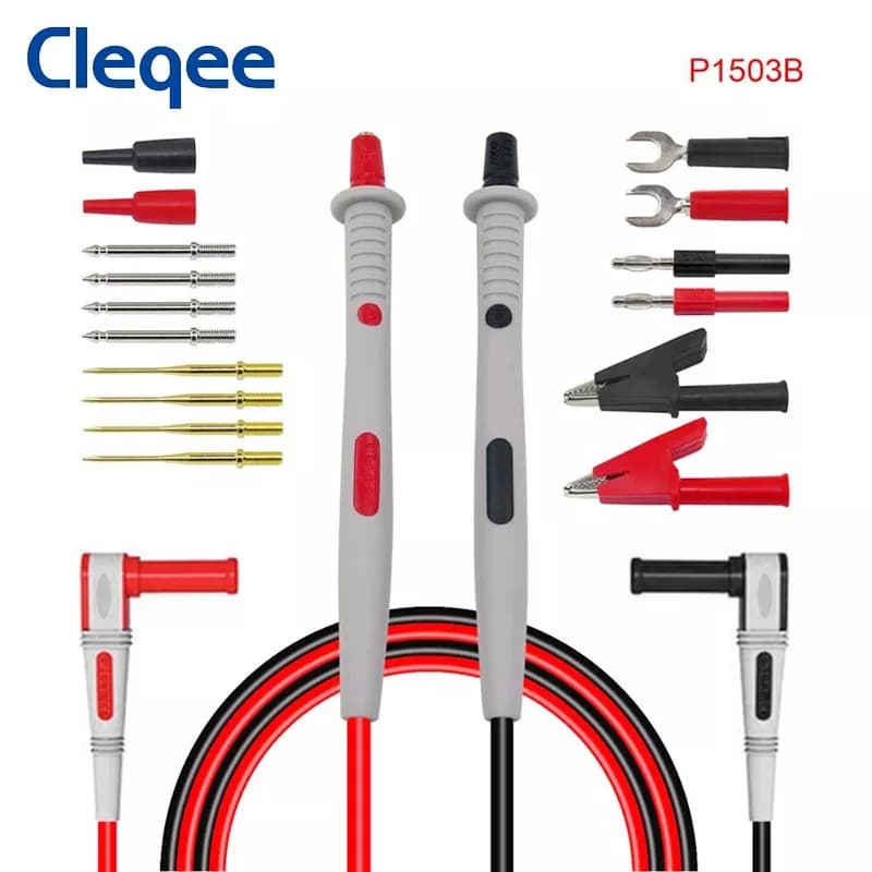 Cleqee P1503B Multimeter Test Leads, Multi-Function with Interchangeable Probes, Electronic Repair Tool Kit