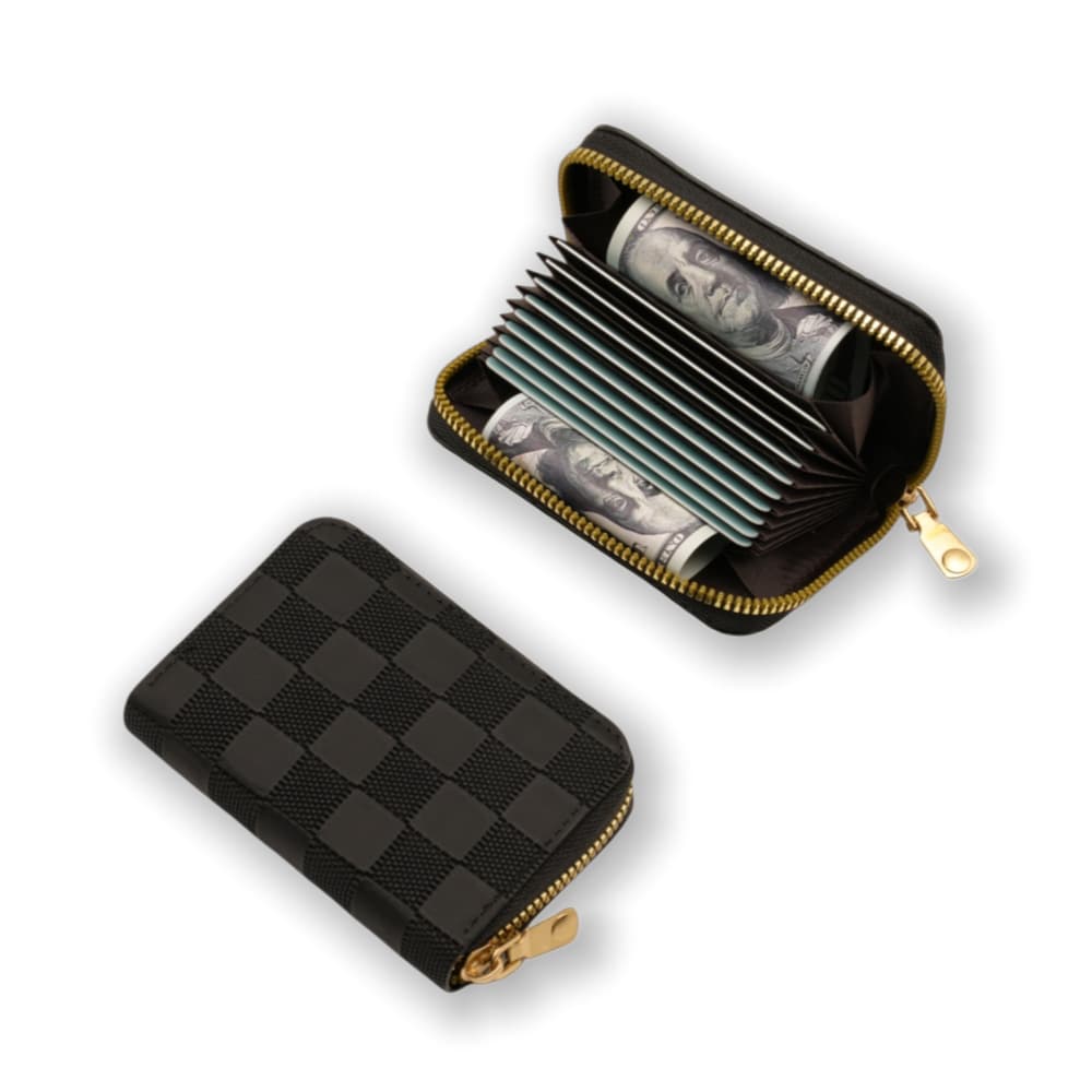 Plaid Card Holder New Cross-Border Men and Women High-End Large-Capacity Document Storage Casual Card Holder Zipper Coin Purse