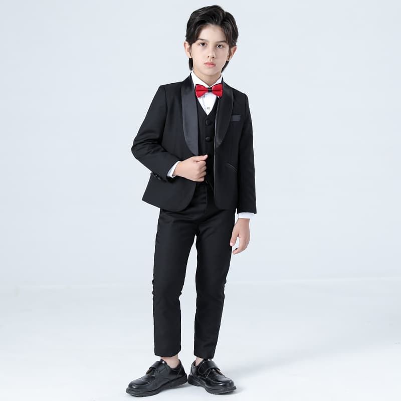 Black boy suit suit British children's dress flower girl wedding boy piano hosting performance formal suit