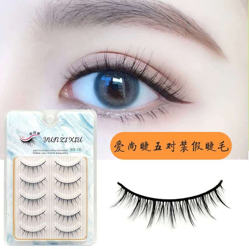 Five pairs of 6D10 natural false eyelashes, fairy hair soft and curly Korean style nude eyelashes factory ready stock