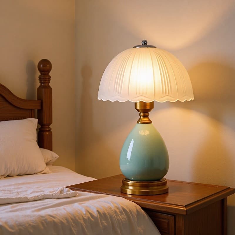 Cross-border table lamp ceramic LED table lamp retro bedroom bedside table lamp Zhongshan lighting e-commerce foreign trade table lamp factory