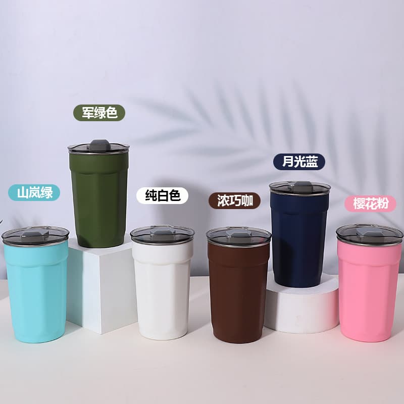 Household Coffee Cup, Inner Steel Outer Plastic, High Aesthetics Unisex Student Portable Brewing Cup, Cold-Keeping, Custom Logo Water Bottle