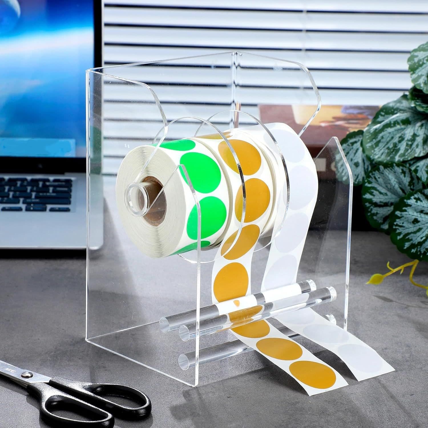 Acrylic sticker dispenser sticker roll rack label rack sticker storage label holder placement sticker storage rack