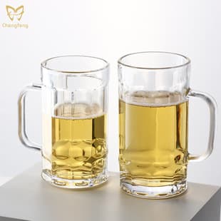 Beer Mug Glass Beer Stein Customizable Logo Large Capacity Handle Glass Commercial Beer Glass