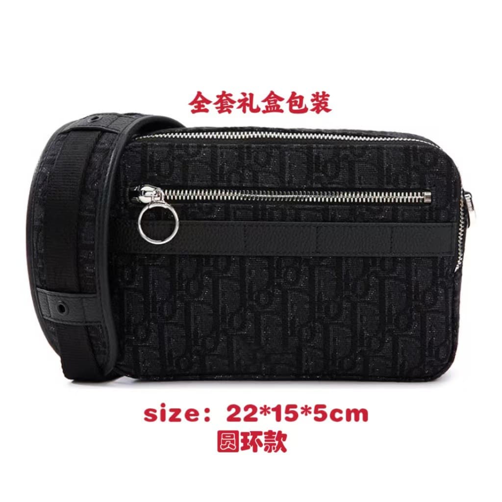 New Men's Courier Handbag Dual-Zip Camera Bag Vintage Canvas Jacquard Embroidered Shoulder Bag Crossbody Bag