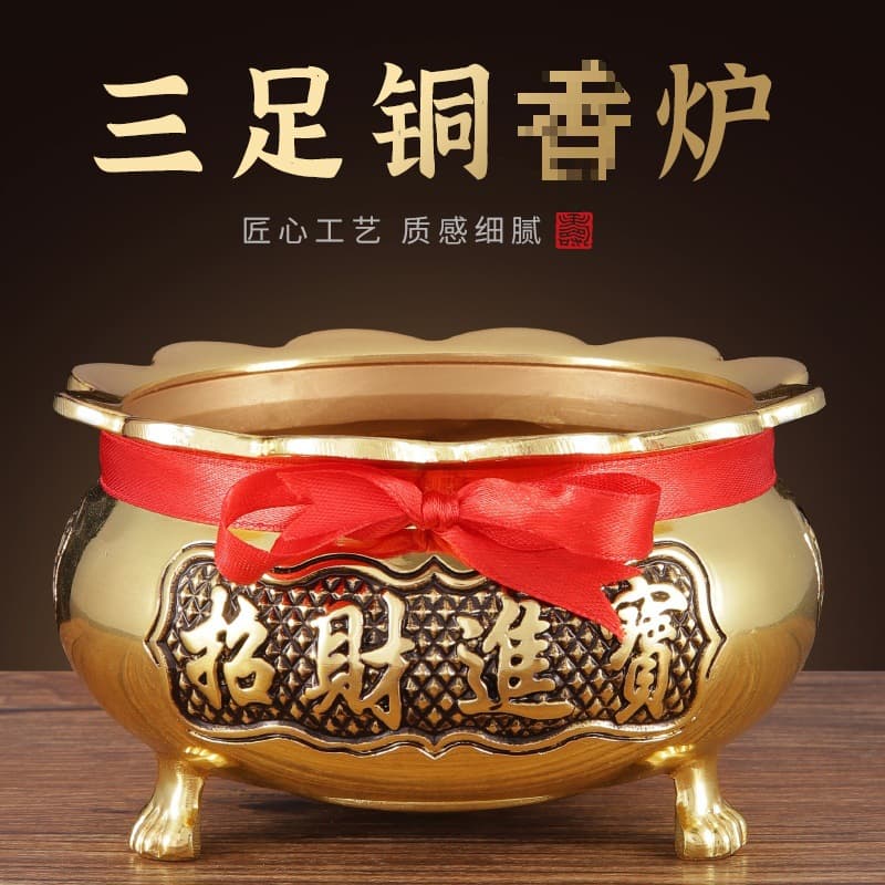 Chuangyao Brass Alloy Incense Burner for Worship, Large Indoor Home Incense Stick and Burning Holder, Copper Fragrance Burner for Buddha