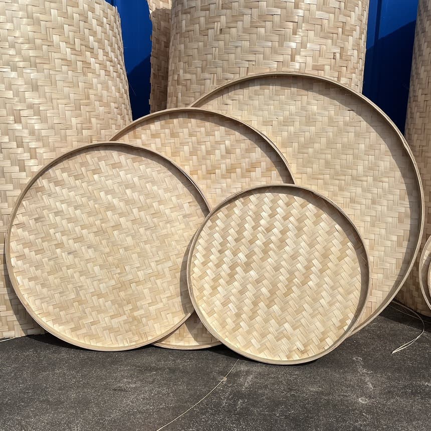 Bamboo Winnowing Basket, Solid Bamboo Product, Household Round Basket for Decoration, Painting, Dance, Drying, and Kindergarten Crafts