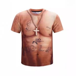 2023 Men's Short Sleeve T-Shirt Streetwear 3D Print Fake Chest and Abdomen Clothing