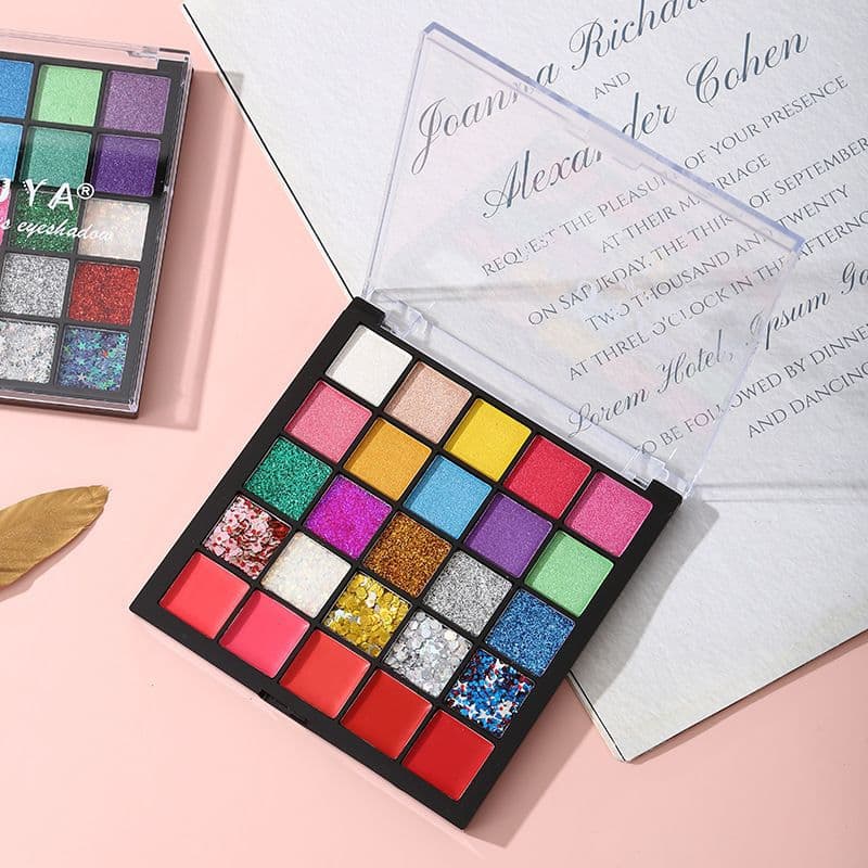 Asariya 25-Color Eyeshadow Palette Large Glitter Shimmer Matte Children's Day Performance Stage Colorful Makeup Palette