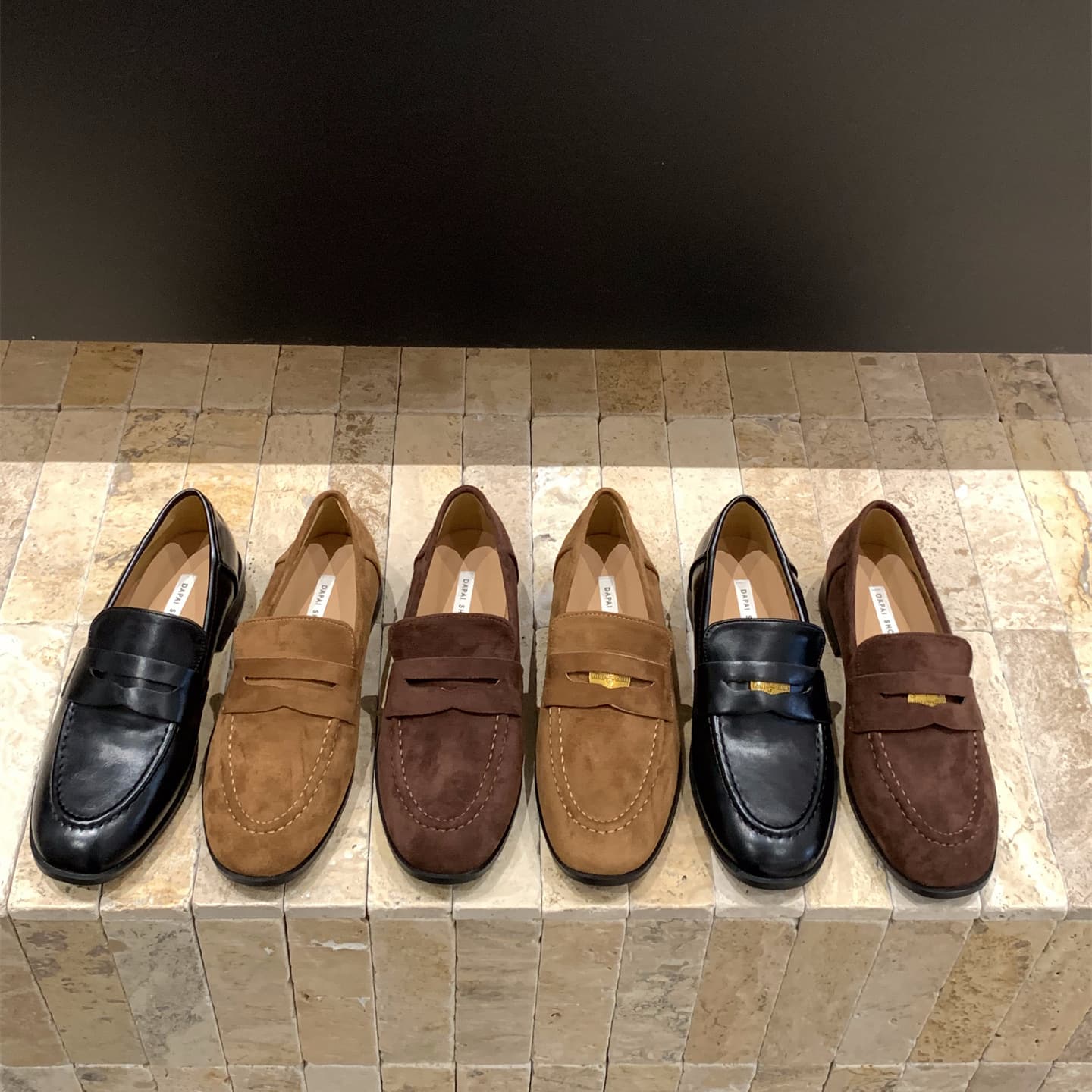 Heel Height 3CM~ Chunky Heel Suede Vintage Round Toe Loafer Shoes for Women 2025 Autumn Versatile British Style Leather Shoes