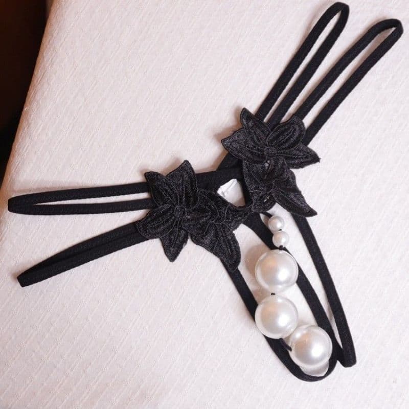 Sexy lingerie underwear for women, oversized pearl massage thong, open, no need to take off, can be inserted into European and American nightclub underwear