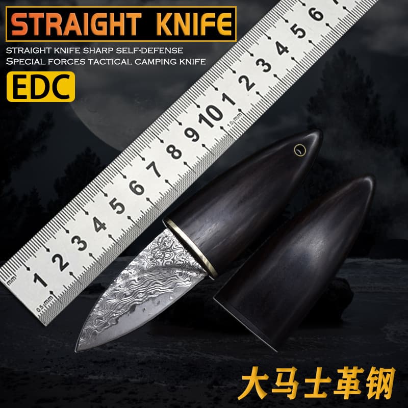 Mini Straight Knife Damascus High Hardness Outdoor Rescue Camping Hunting Self-Defense Tactical Utility Survival Sharp