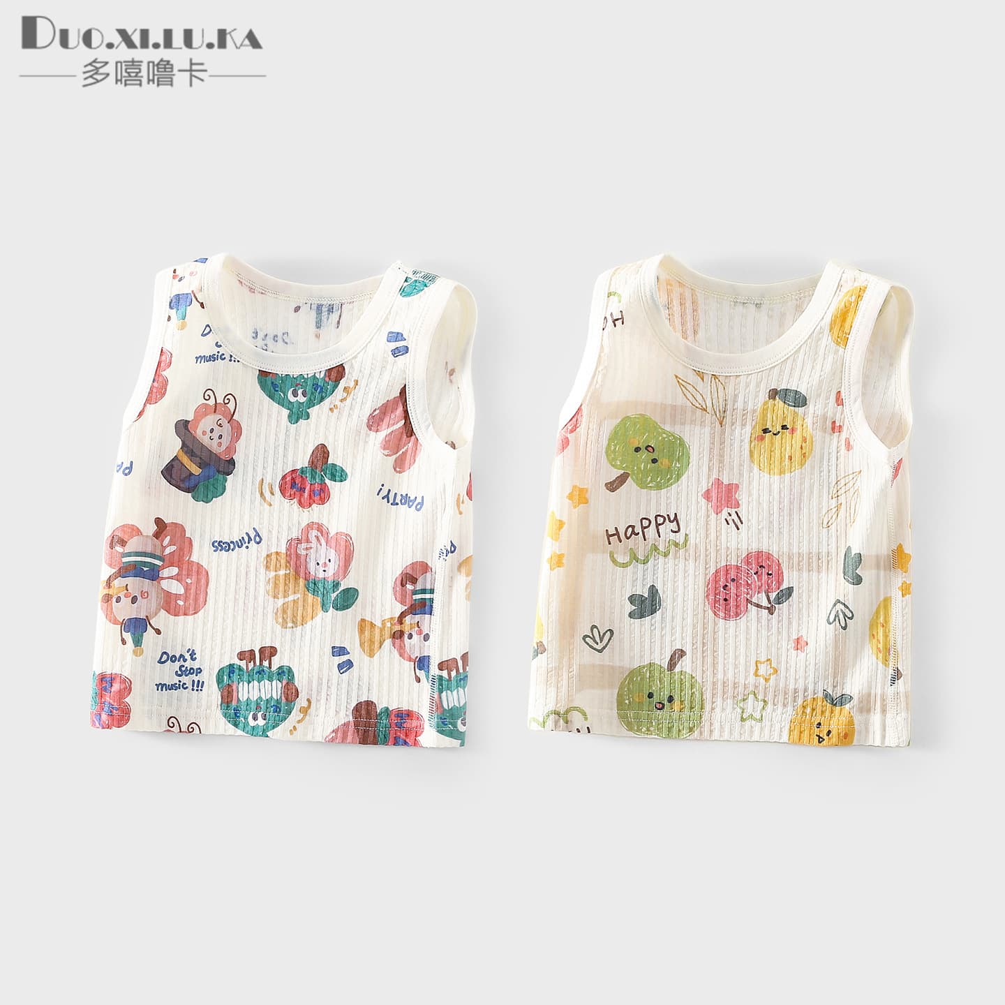 Children's summer cartoon vests for boys and girls, pure cotton super soft tops, children's summer thin cool casual clothes