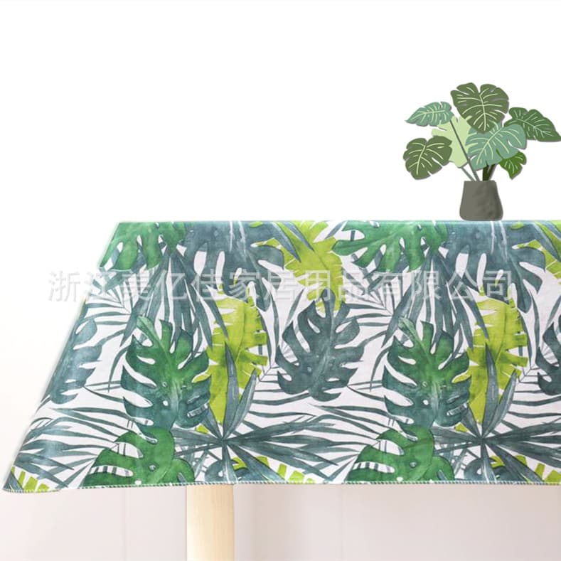 Leaf Flower PEVA Flannel Tablecloth Composite Nonwoven Needle-Punched Cotton Table Cover VINYL