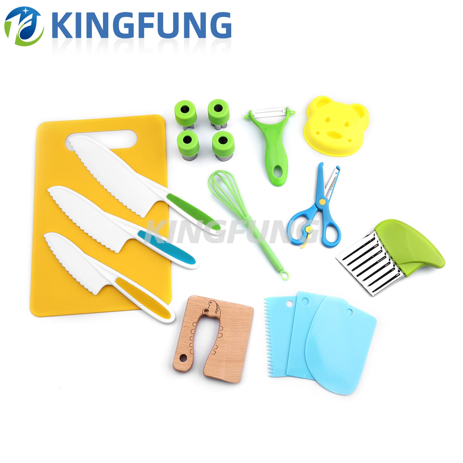 17-Piece Children's Plastic Knife Cutting Board Set Non-Touching Hand Sawtooth Fruit Knife Bread Knife Kitchen Tools