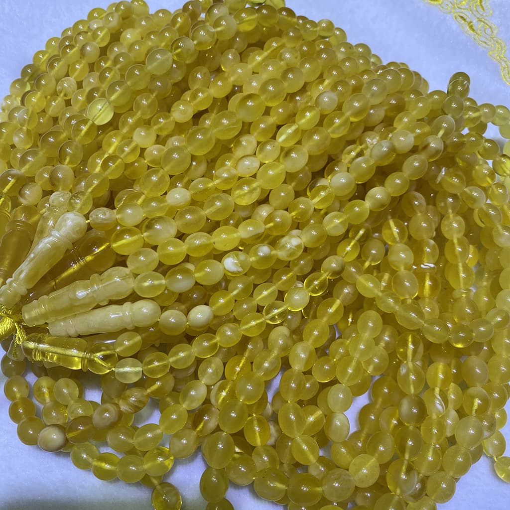 Natural Raw Amber Honey Wax Russian Material Chicken Oil Yellow Date Bead Necklace with Three-way Connector