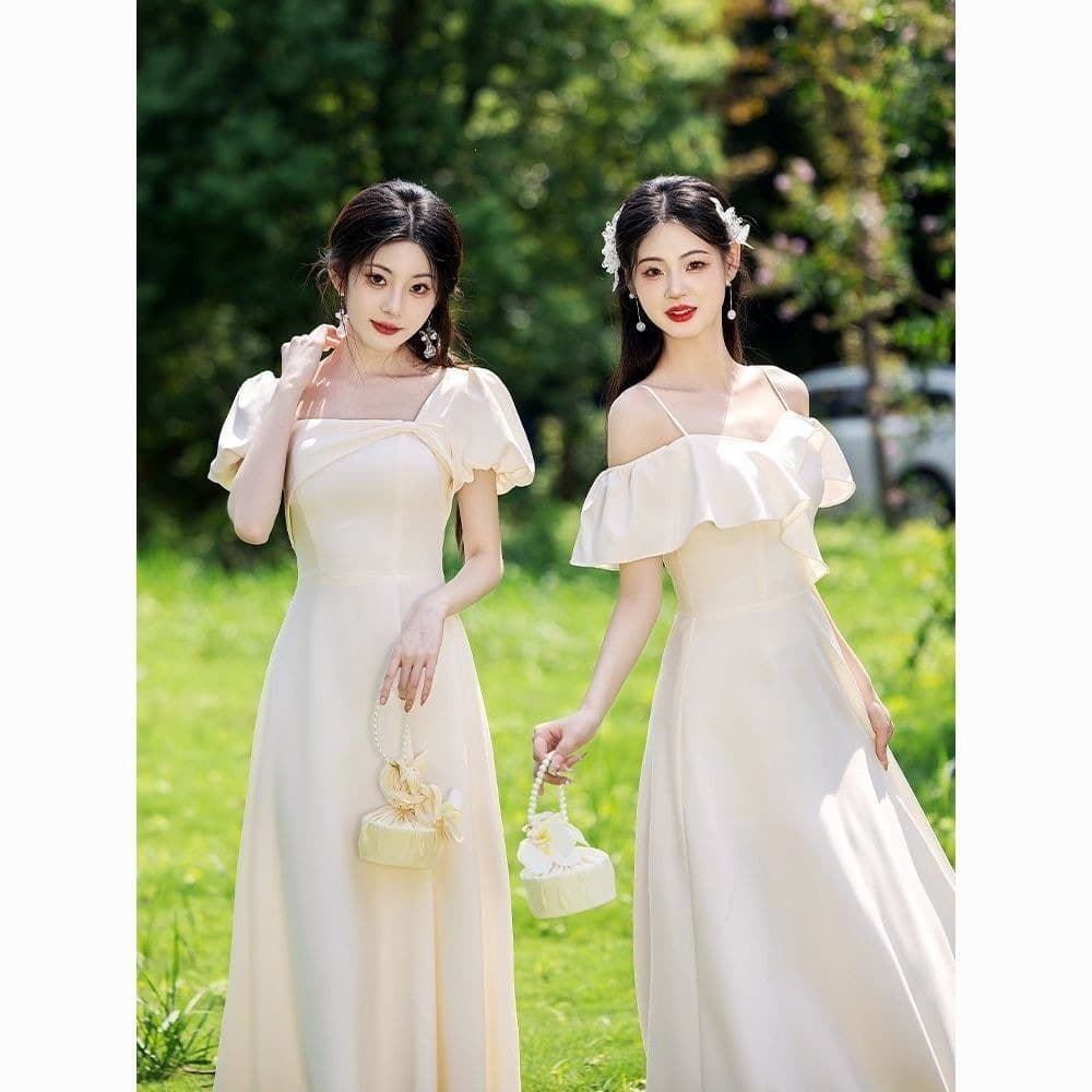 2025 New Champagne Color Bridesmaid Dress Slim Fit Sisterhood Temperament Evening Dress for Women