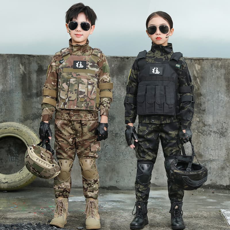 Kids Camouflage Suit Set Boys Special Forces Summer Camp Training Uniform Kindergarten Performance Elementary and Middle School Students Military Training Uniform