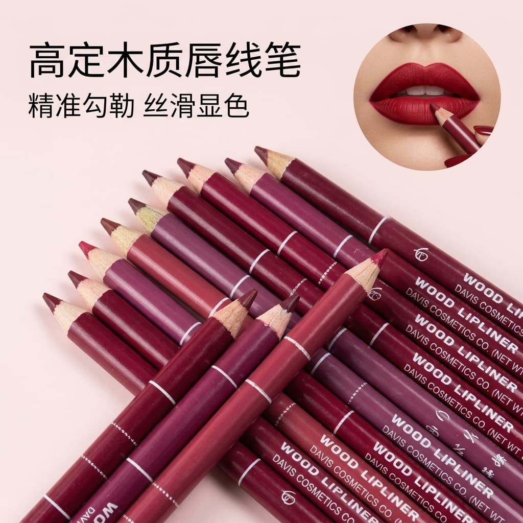 Cross-border AliExpress Hot Selling Snow White Lip Liner Eye Liner Pencil 28 Colors DAVIS Wooden Lipstick Pencil