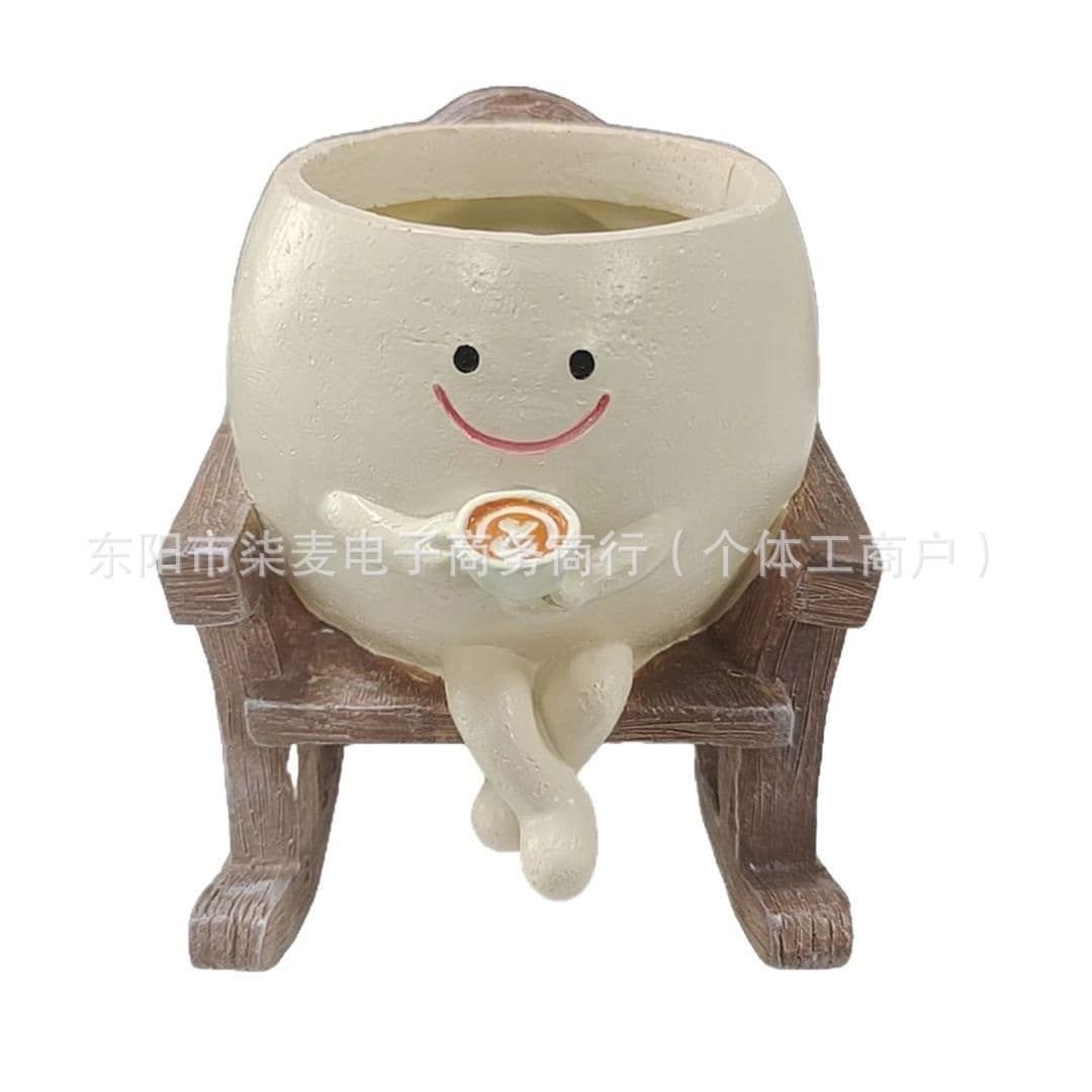 New Cross-Border Home Office Coffee Rocking Chair Succulent Planter Decorative Ornament Book Reading Pot Planter Ornament