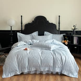 Export-Grade Premium European Simple Luxury Duvet Cover, Washer Tencel Jacquard Silky Bed Sheet, Bed Cover 4-Piece Set Wholesale