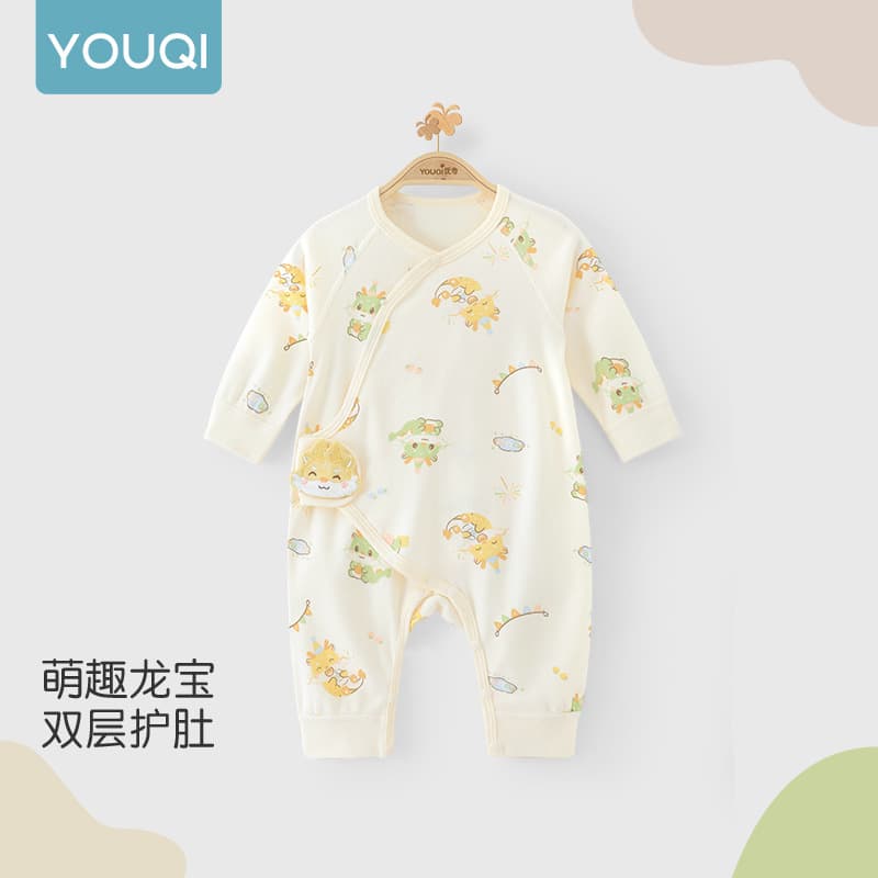 Youqi Year of the Dragon Newborn Baby Clothes Baby Jumpsuit Pure Cotton Full Moon Hundred Days Photo Spring and Autumn Newborn Monk Clothes