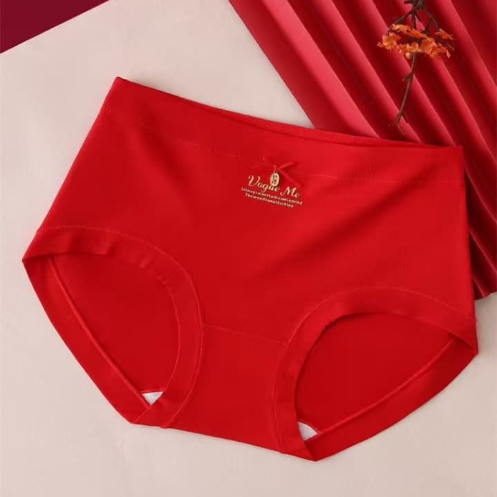 Liyin Ya 881 Women's Mid-Waist Underwear RC Cotton, Zodiac Year Red, Wedding Celebration New Year, Skin-Friendly, Comfortable, Breathable