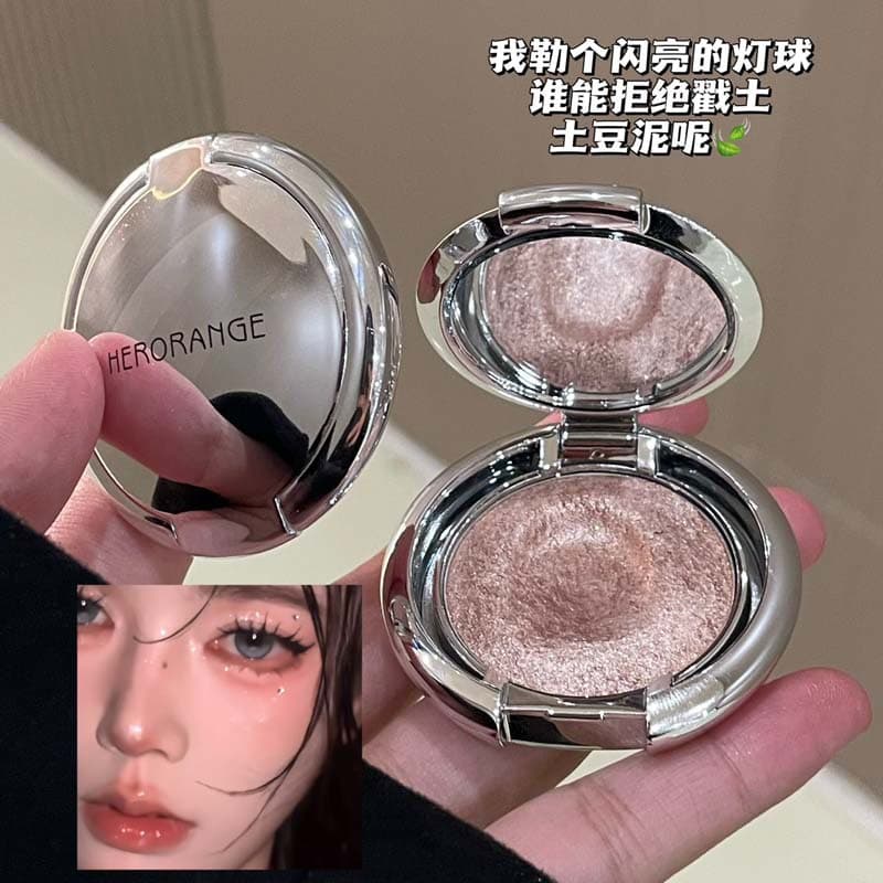 HERORANGE ~ Light and Shadow Intertwined Highlighter Cream - Diamond Glitter, Pearl Shimmer, 3D Under-Eye Brightening, Contouring Highlighter