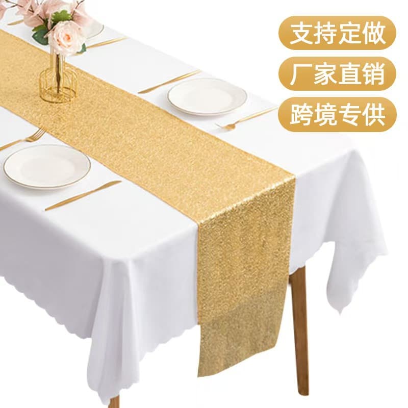 Wholesale Sequin Table Runner for Hotel Wedding Party Christmas Decoration Full Sequin Embroidered Long Table Runner