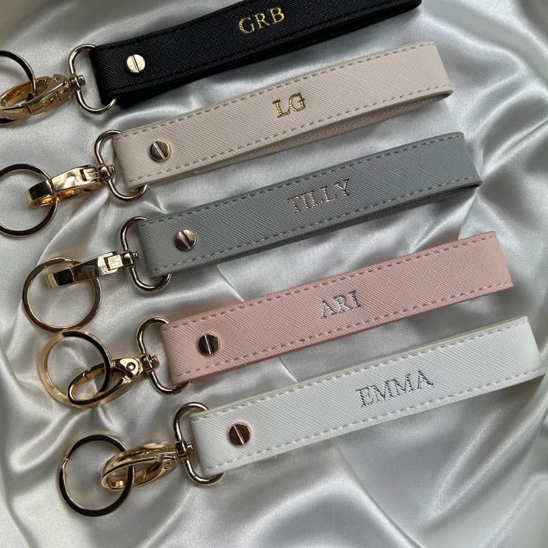 Creative and simple PU leather car keychain DIY personalized keychain gift anti-loss key rope accessory pendant