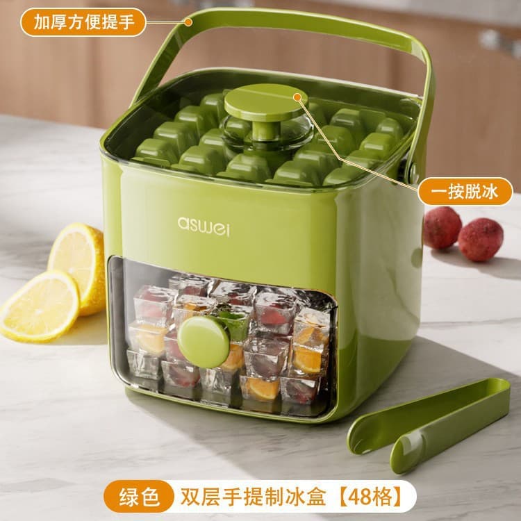 Press Ice Cube Tray Mold Ice Ball Maker Large Capacity Storage Household Food-Grade Freezer