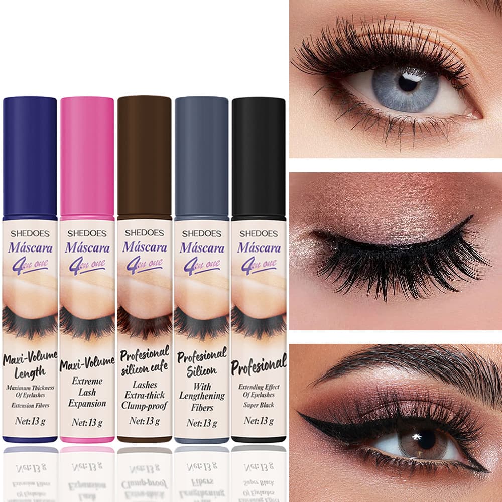 5pcs - Lengthening and Curling Mascara, Waterproof, Sweatproof, Oil-proof, Smudge-proof, Clump-free, No Spider Legs, 3D Support