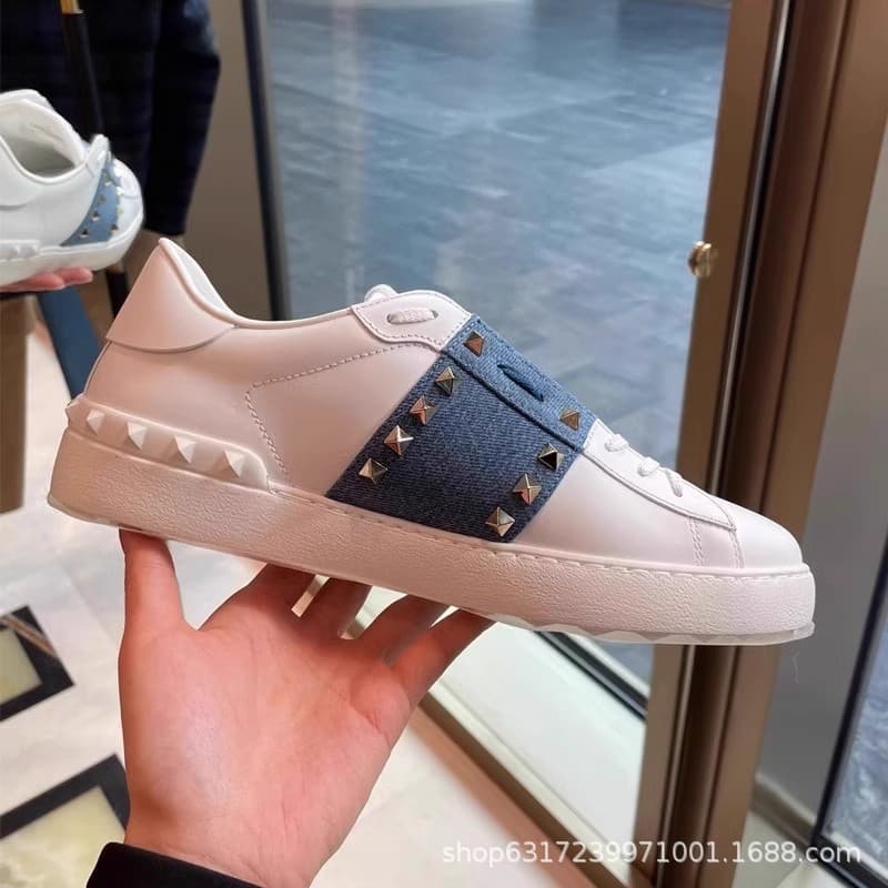 Men's Casual Breathable Leather Shoes Rivet Station Trendy Shoes Women's Flat Shoes Rubber Sole Microfiber Shoes Spring Autumn