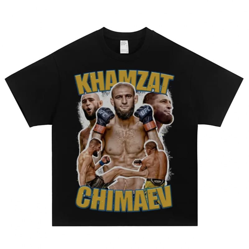 Boxing Oliveira Conner T-shirt UFC portrait inkjet short-sleeved fighting hiphop top vintage trendy men