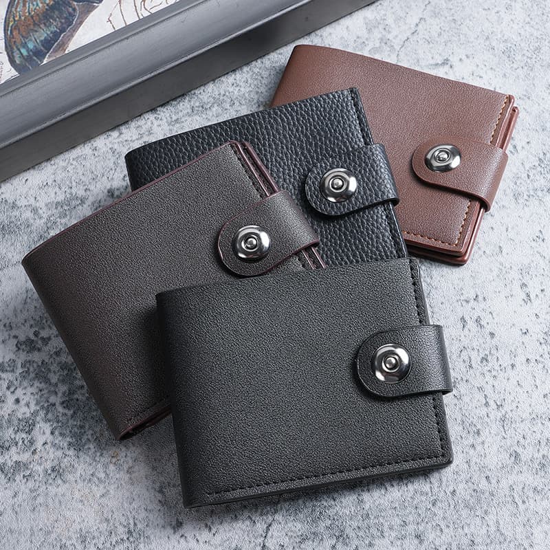 Men's fashionable short button wallet with multiple card slots, casual wallet, cross-border men's wallet, factory spot sale