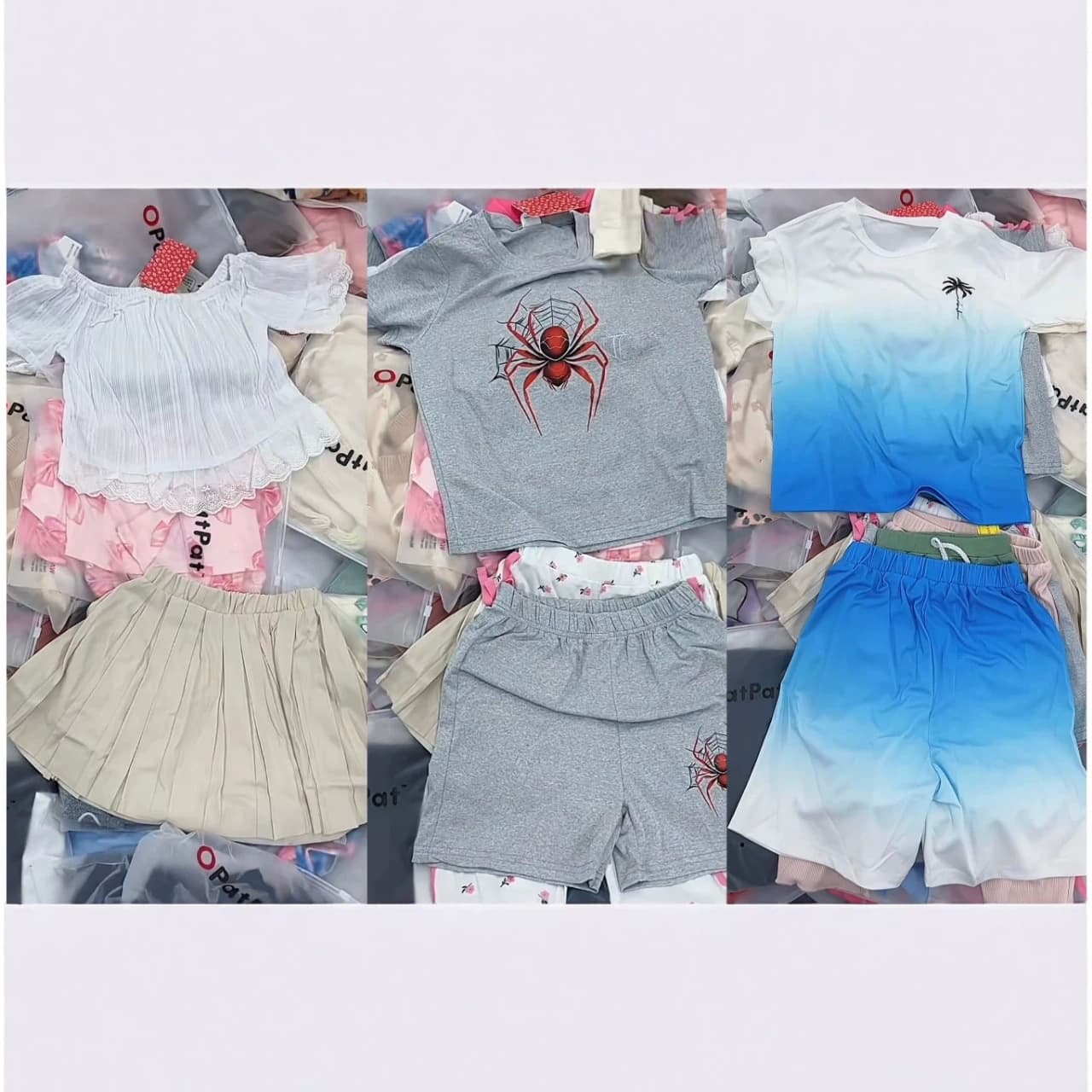 European and American cross-border 2026 spring and summer children's suits short-sleeved fruit round neck children's two-piece printed ready stock
