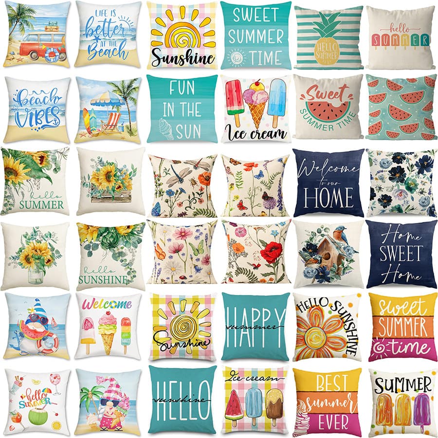 New Cross-Border Spring/Summer Sunflower Pillow Cover Linen Cushion Cover Furniture Living Room Set Decorative Pillow Cover