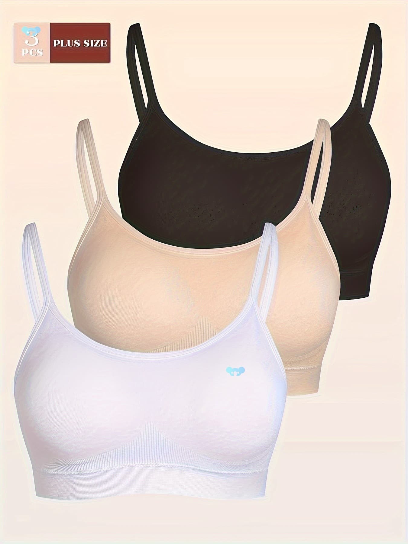 [3pcs High-Elasticity Sports Bras] 3pcs Plus Size-Elastic