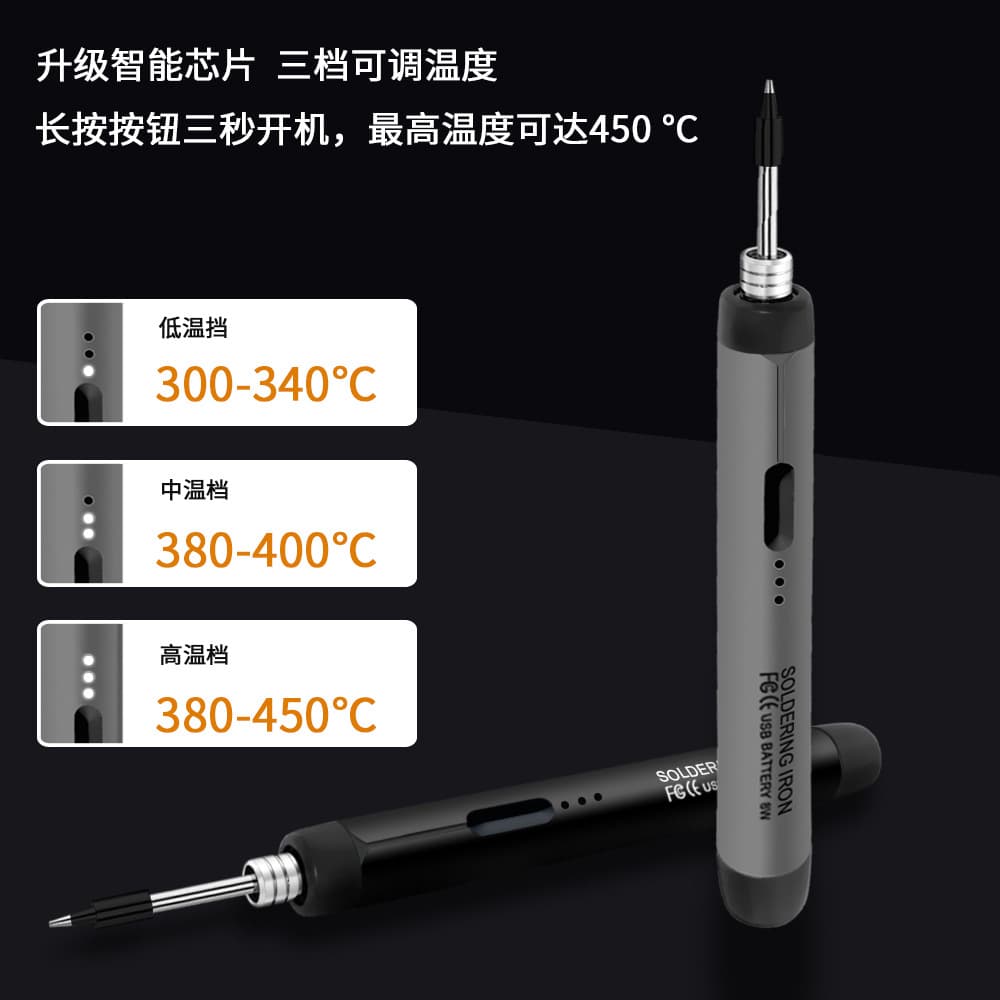 New USB Soldering Iron Mini Portable Soldering Iron Kit with Type-C Interface, 600mAh Battery