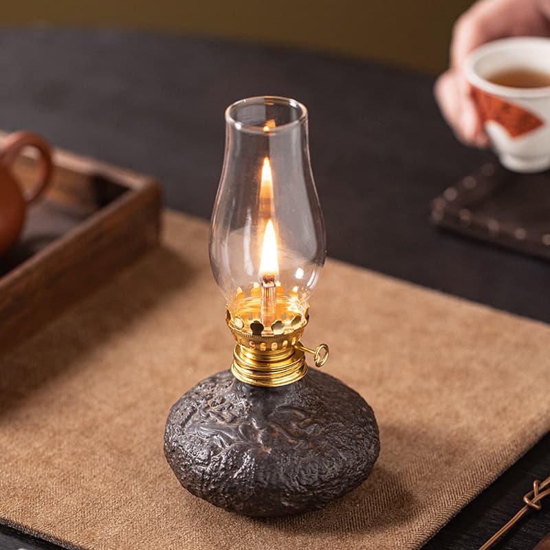 Creative wabi-sabi style butter lamps, camping/tearoom eternal lights, ceramic home ambient lamps in vintage night light designs