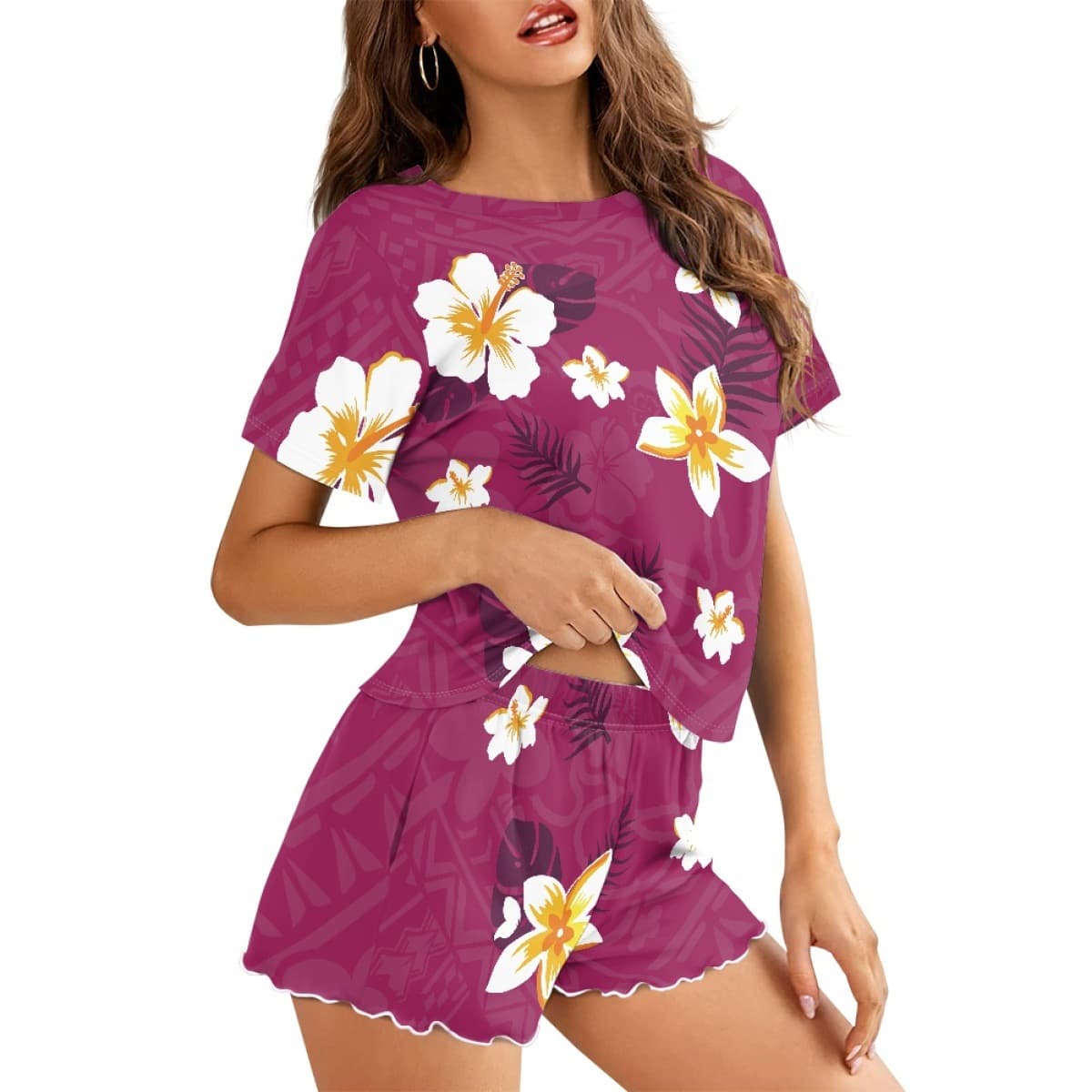 Short Sleeve Homewear Set Polynesian Two-Piece Cross-Border Summer Custom Homewear