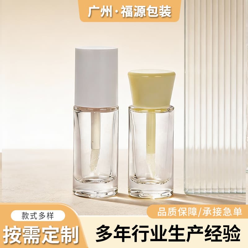 Round transparent lip gloss tube 10ml lip glaze tube cosmetic glass packaging high-gloss liquid blush empty bottle in stock