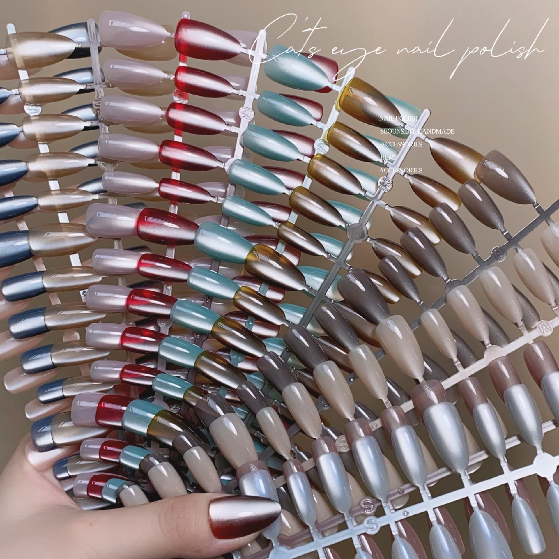 Simple manicure new solid color short almond collection cat eye wearable nails atmospheric fake nails wholesale